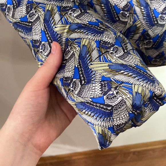 Thomas Wylde silk blue hummingbird print goose down puffer jacket size M - Picture 16 of 16